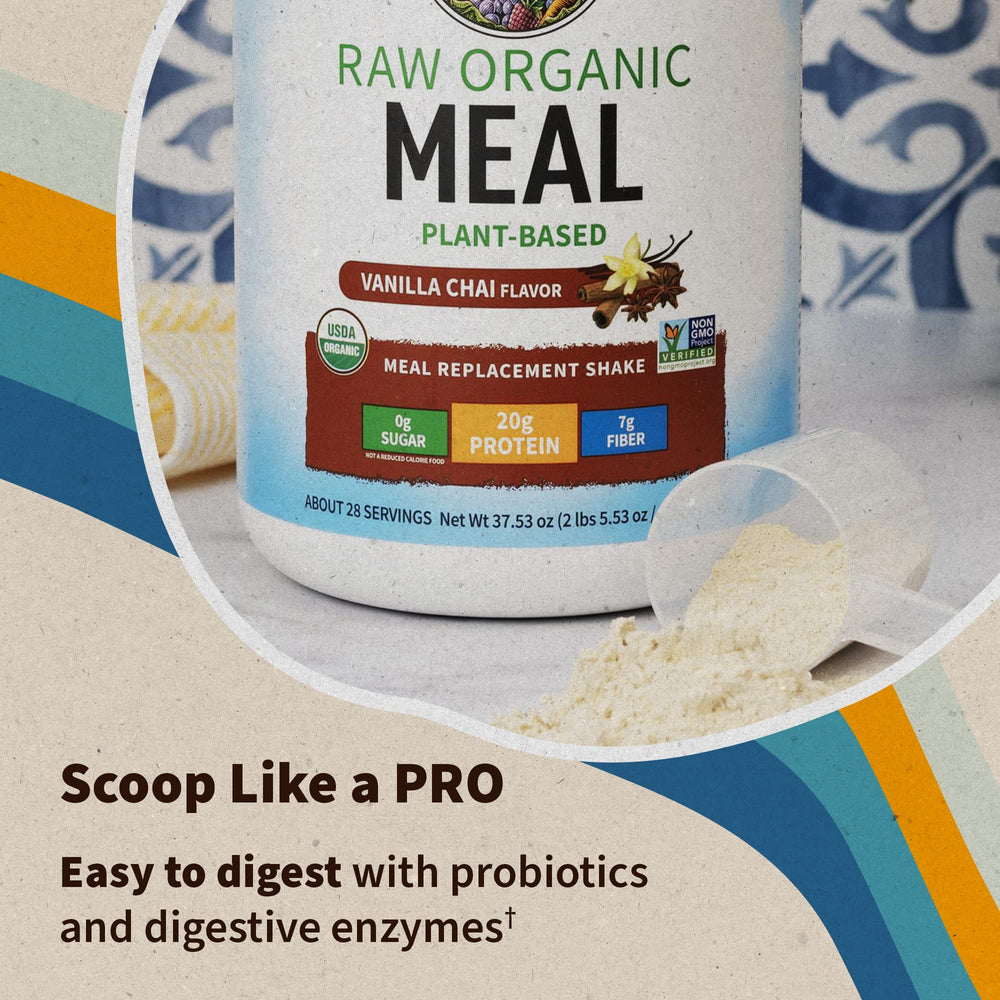 Ingredient lineup highlights organic peas, sprouts, seeds, and probiotics