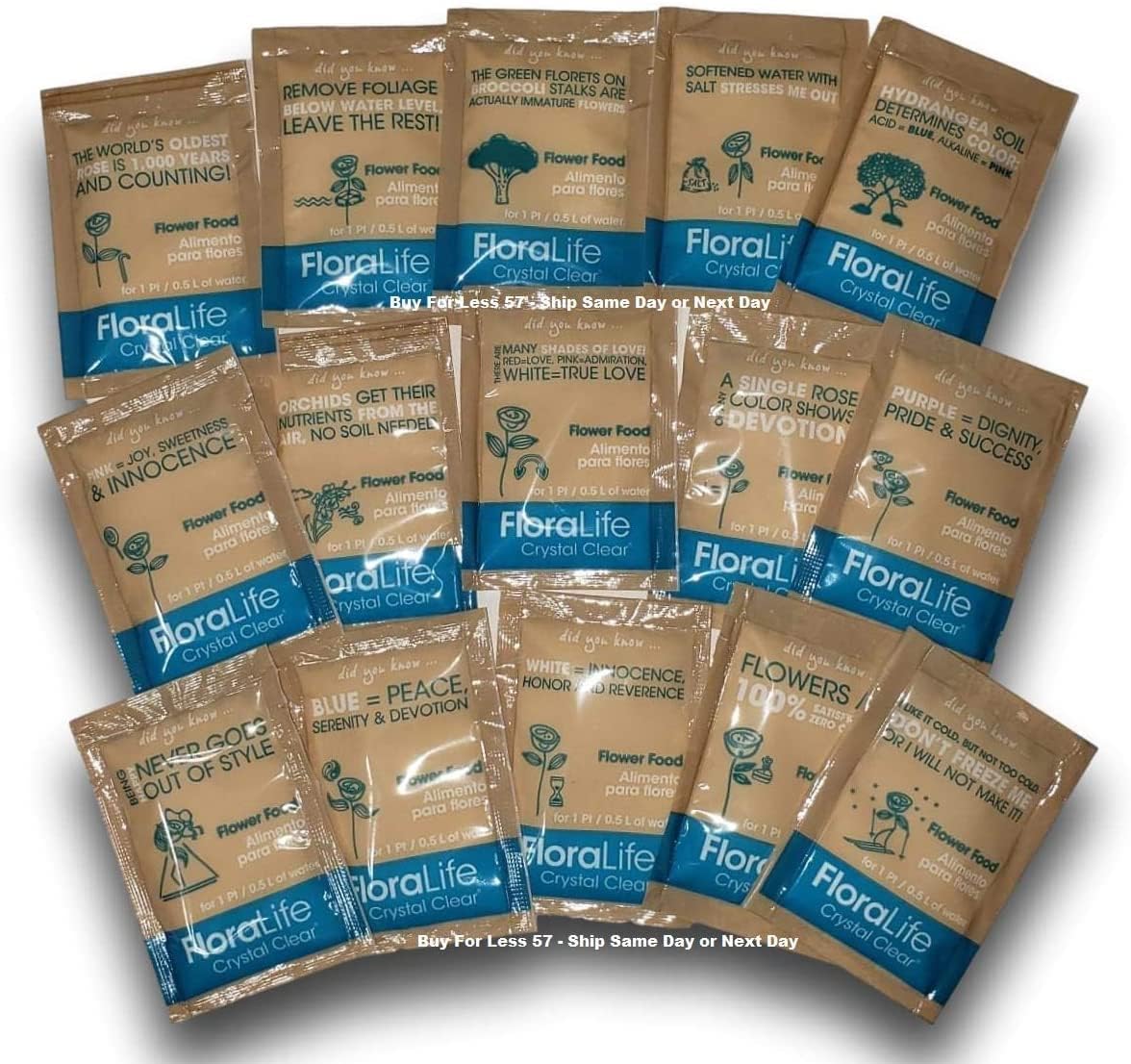Open-packet showing measured Floralife formula for flowers.