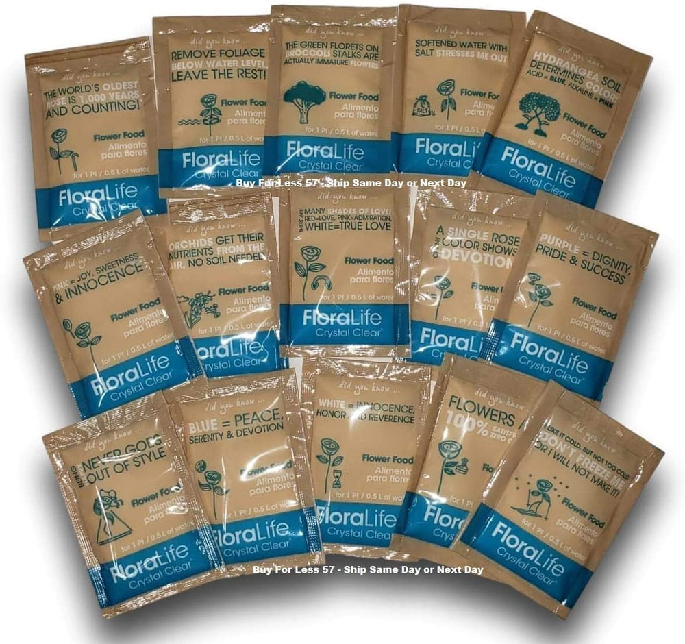 Open-packet showing measured Floralife formula for flowers.