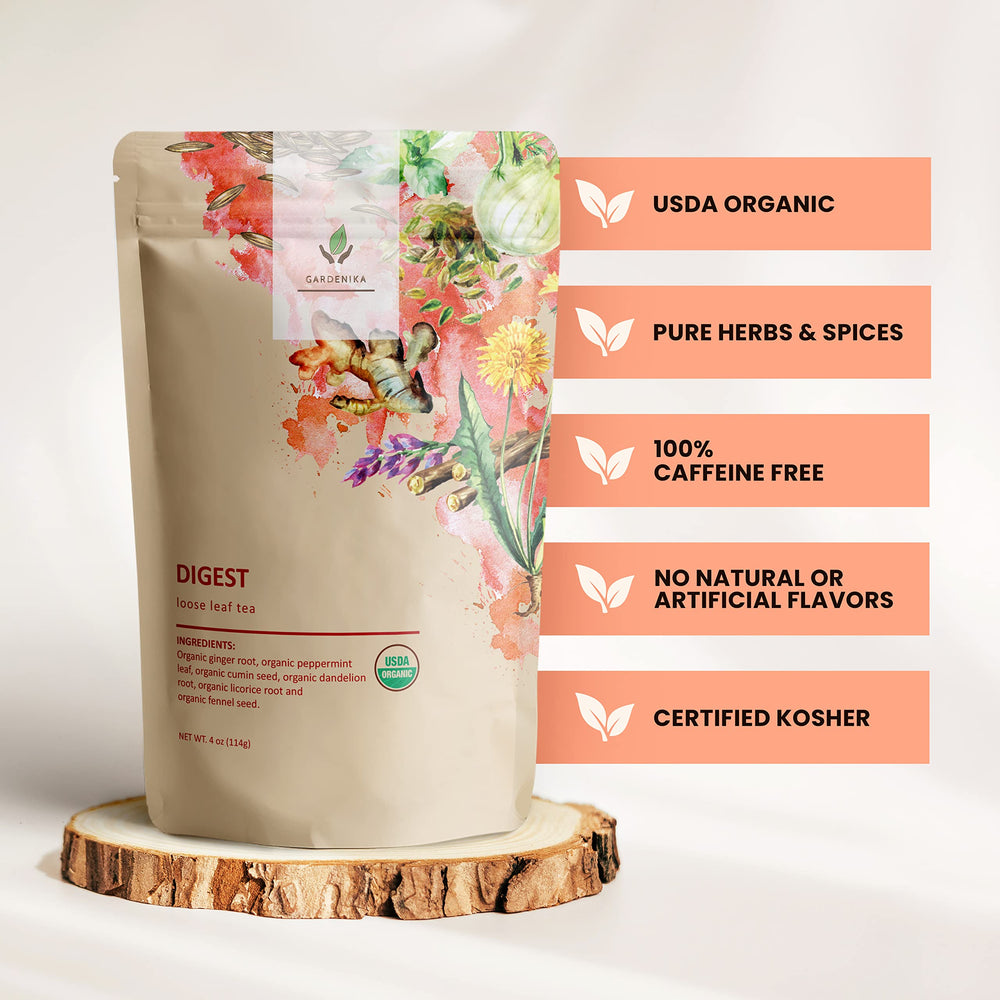 Gardenika Dandelion Root Herbal Brew closeup showcases earthy sweetness