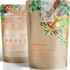 Gardenika Flammatea loose leaf tea close-up, showing vibrant blend ready to brew for a soothing cup
