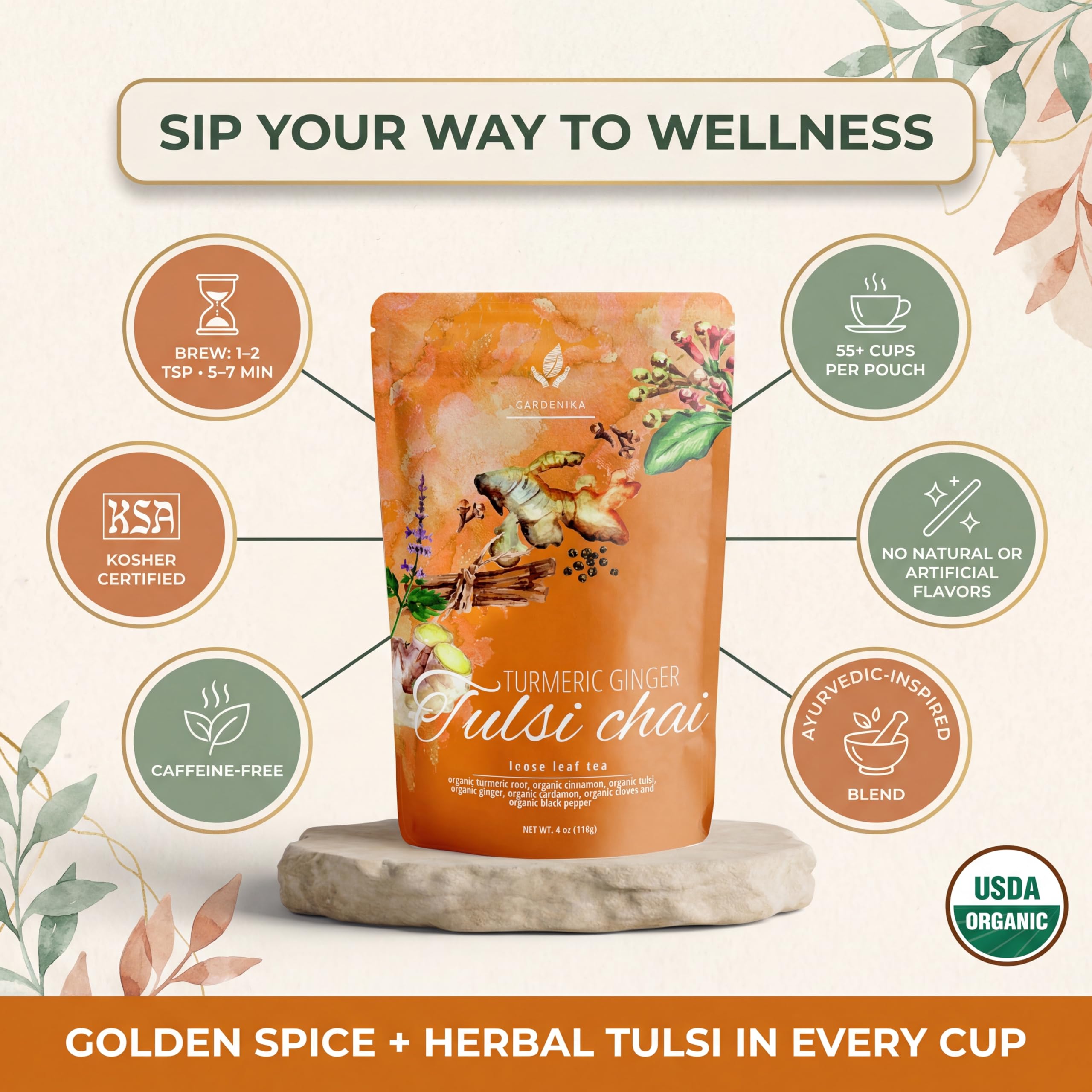 Gardenika resealable zipper pouch tea storage preserves freshness and flavor