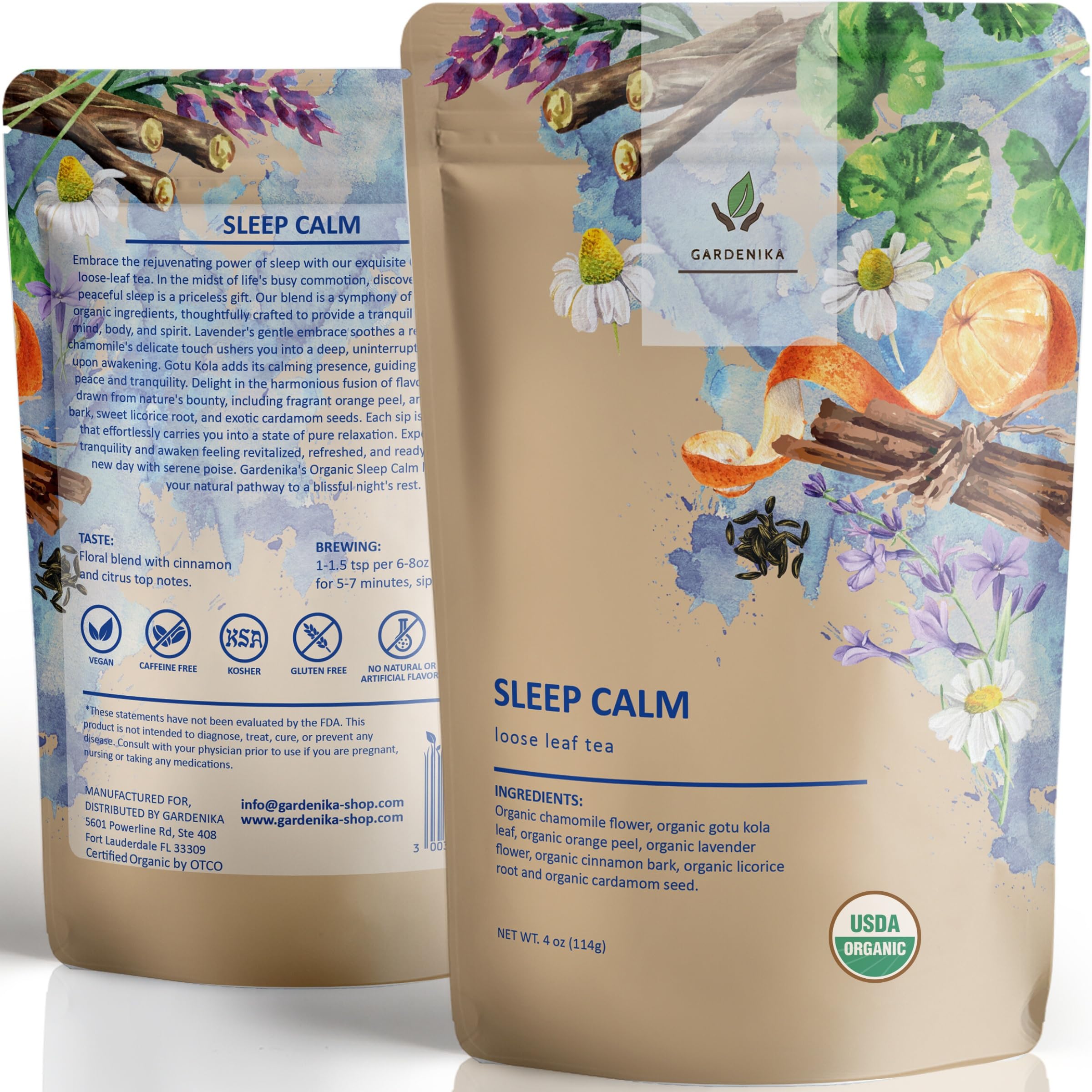 Gardenika Sleep Tea packaging invites a calm evening ritual