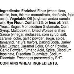 Closeup of pretzels, breadsticks, and rye chips highlighting texture