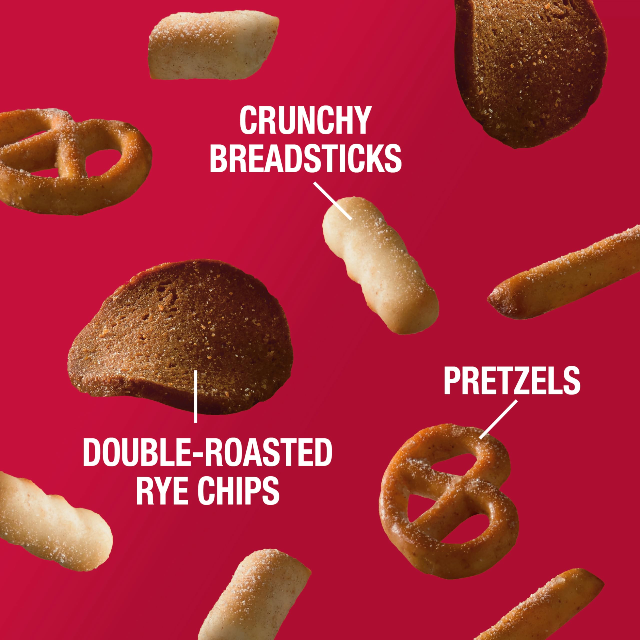 Rye chips close-up from Gardetto's mix highlighting texture and depth.