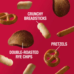 Rye chips close-up from Gardetto's mix highlighting texture and depth.