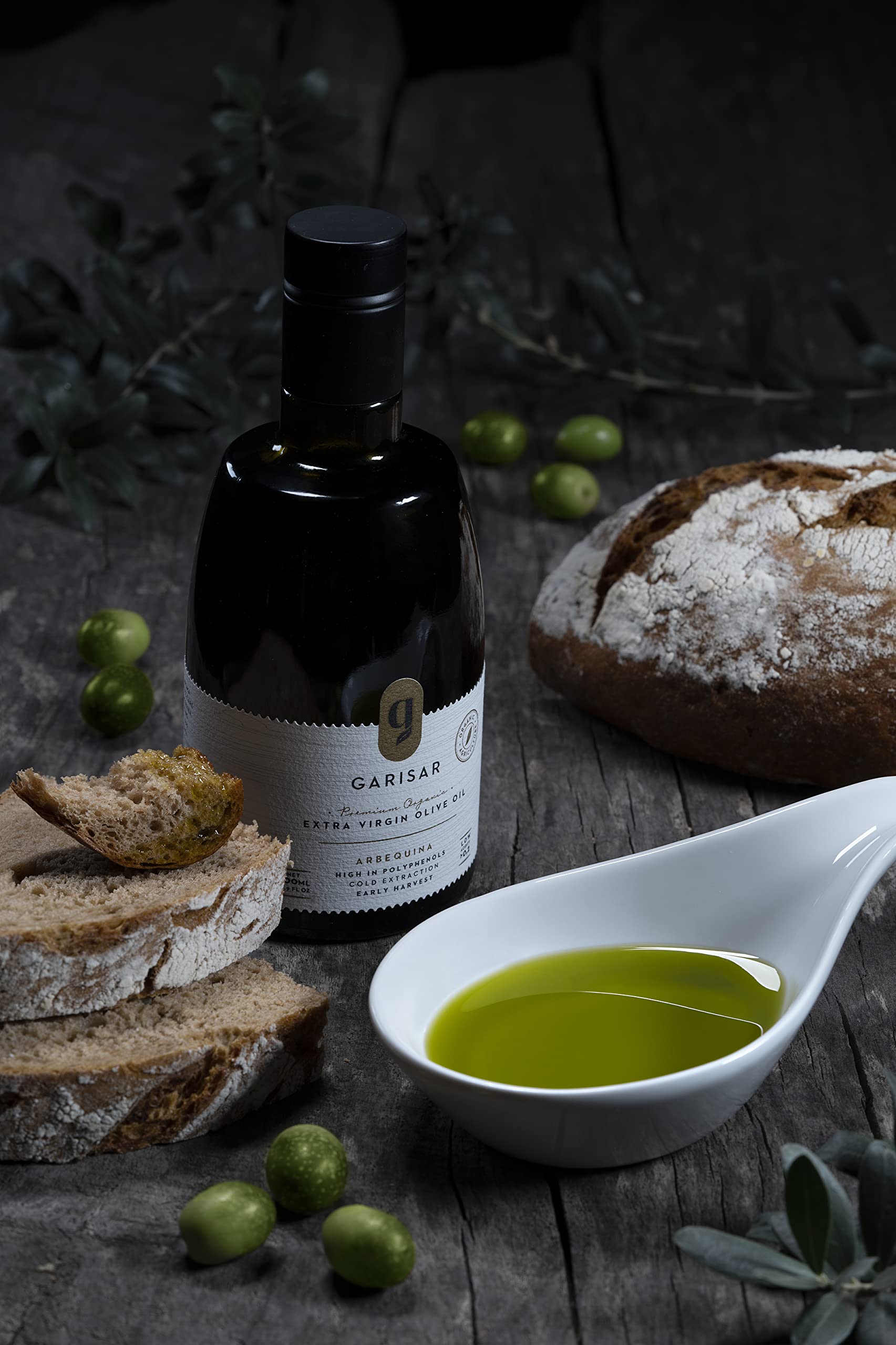 Garisar Arbequina olives hand-picked from early season harvest.