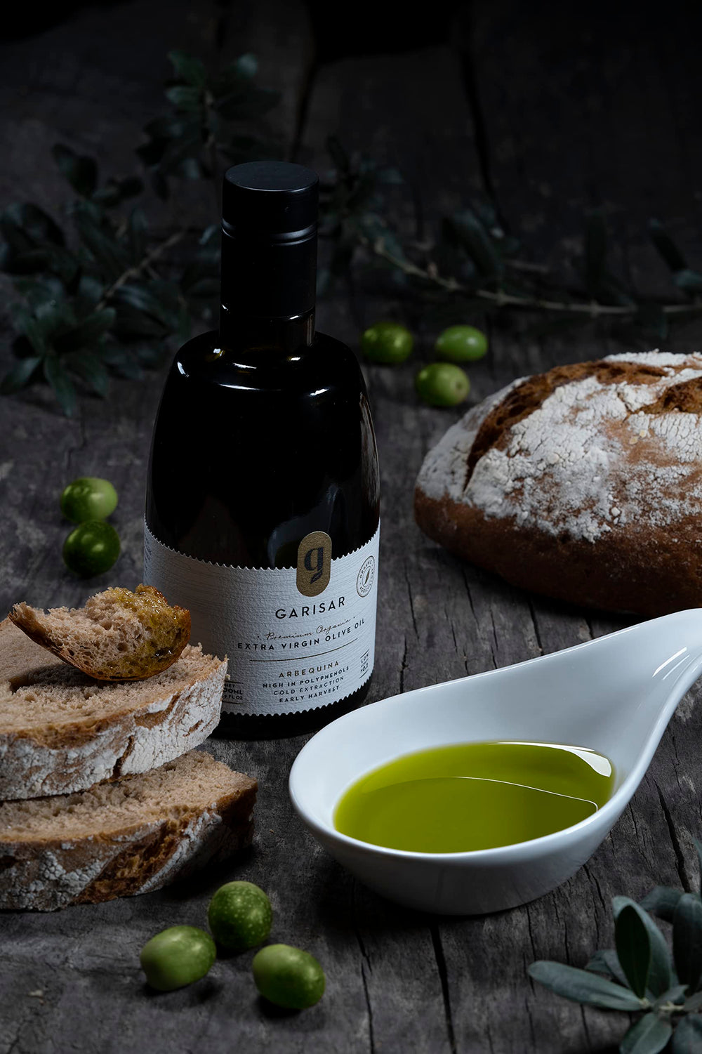 Garisar Arbequina olives hand-picked from early season harvest.