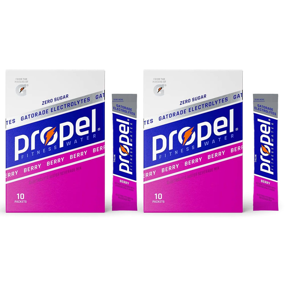 GARIZZE Propel Berry packets and box for convenient zero-sugar hydration on the go.
