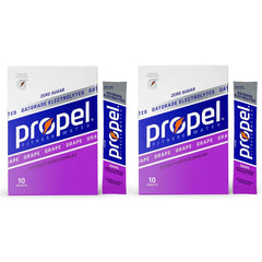 GARIZZE Propel grape packets in a box for electrolyte hydration.