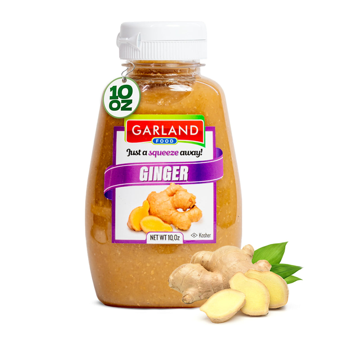 Garland Food Squeezable Ginger Paste 10 oz bottle for easy flavor bursts.