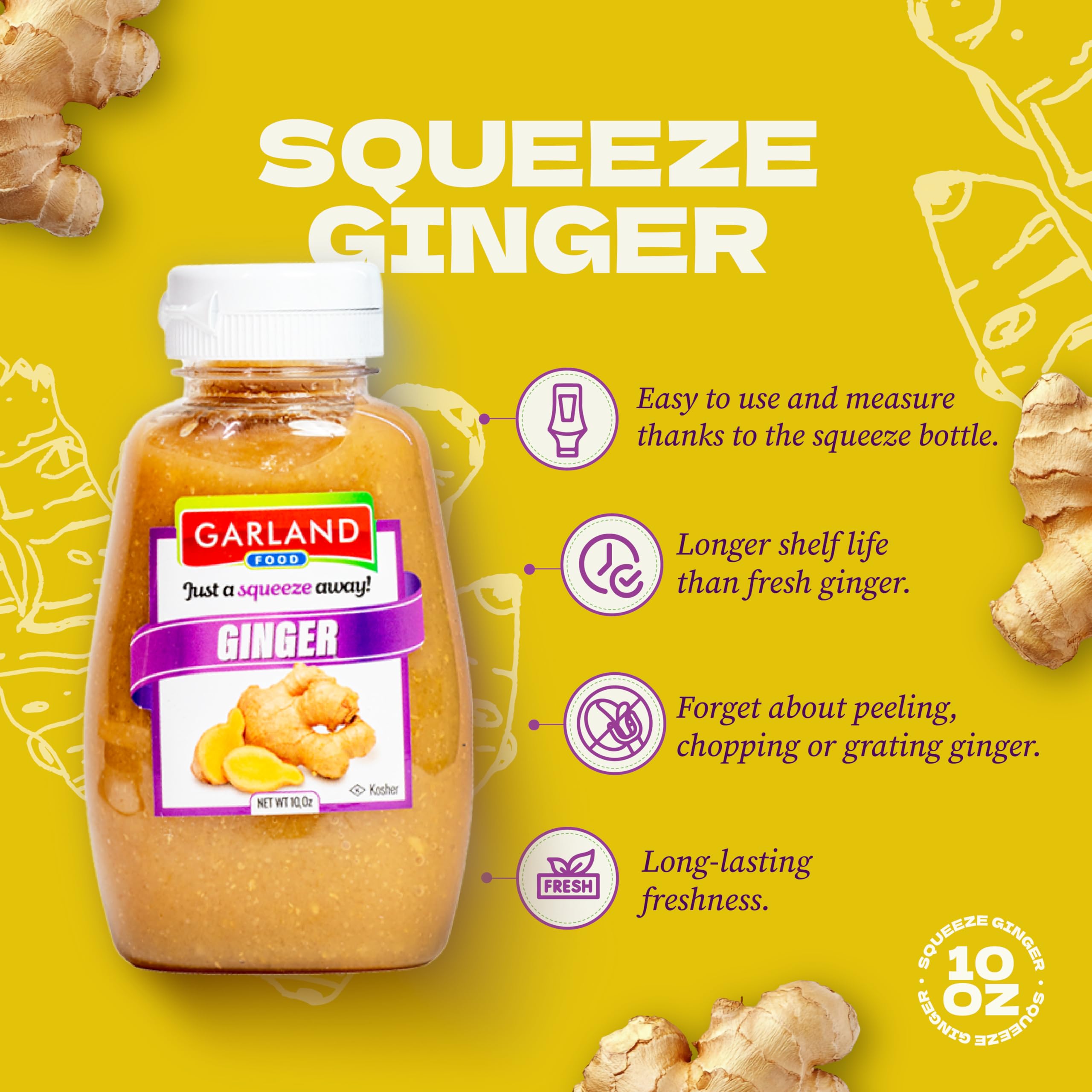 Garland Food USA-made ginger paste tube adds consistent aroma to marinades.