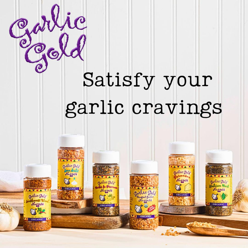Garlic Gold pantry display of the two-pack bottle set.