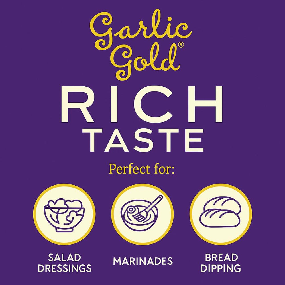 Roasted potatoes finished with Garlic Gold oil enhance savory notes.