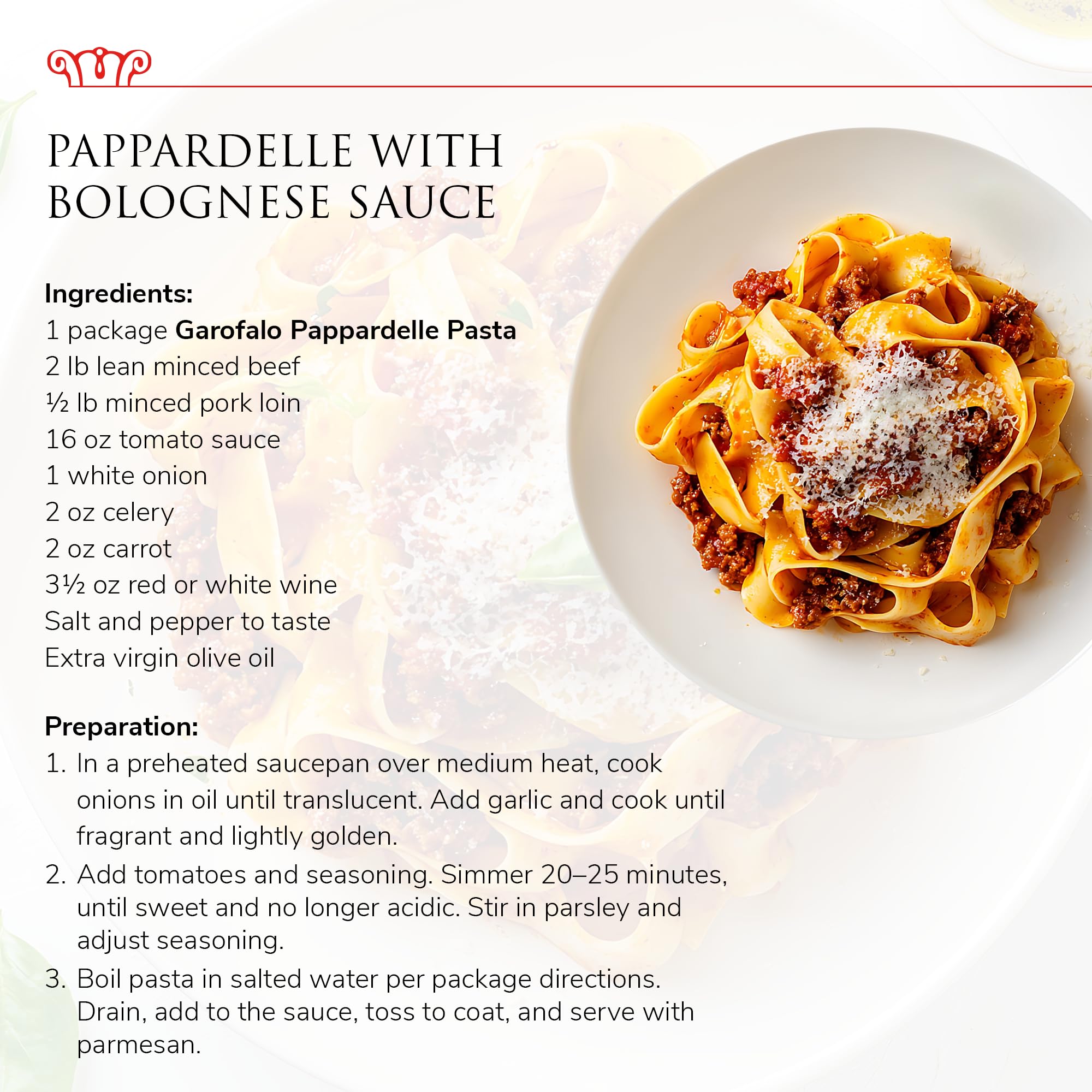 Garofalo Pappardelle clings to sauce for elevated dishes