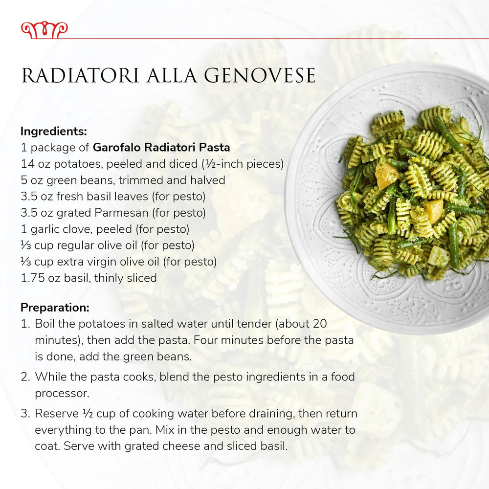 Transparent packaging of Garofalo Radiatori underscores quality and care.