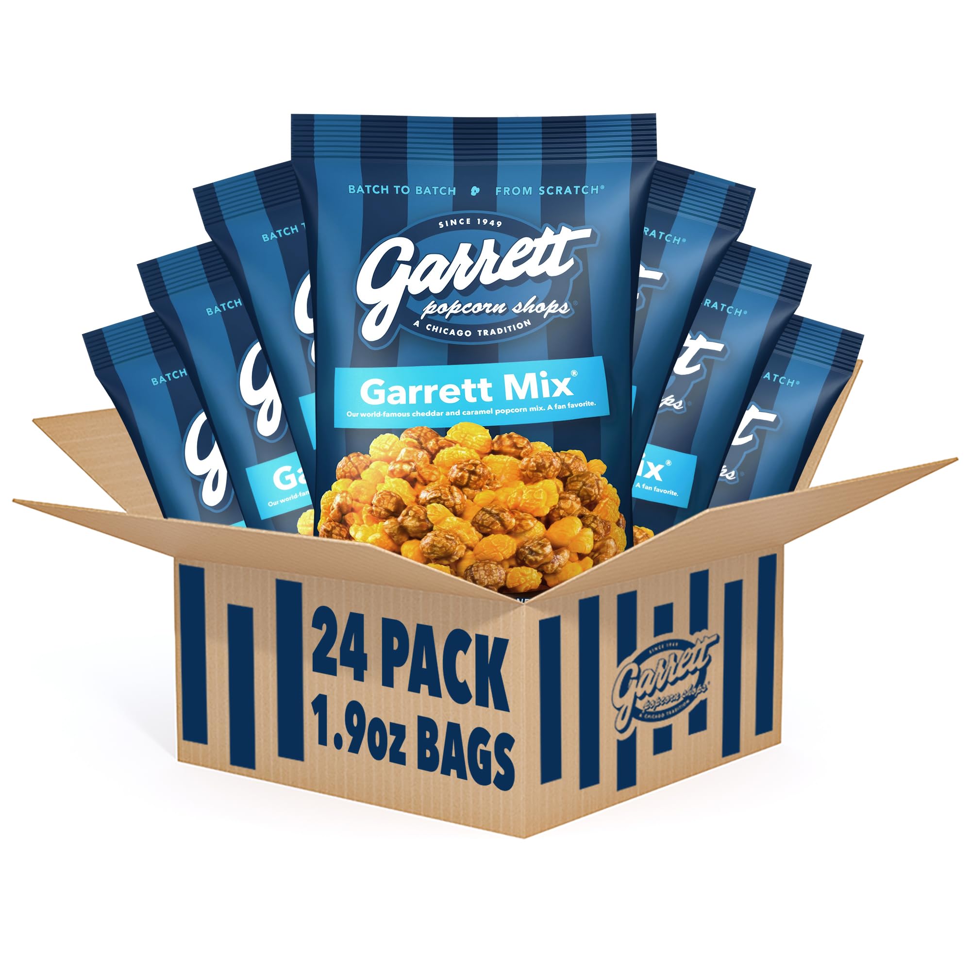 Garrett Popcorn Garrett Mix cheese and caramel bags ready for on-the-go snacking.