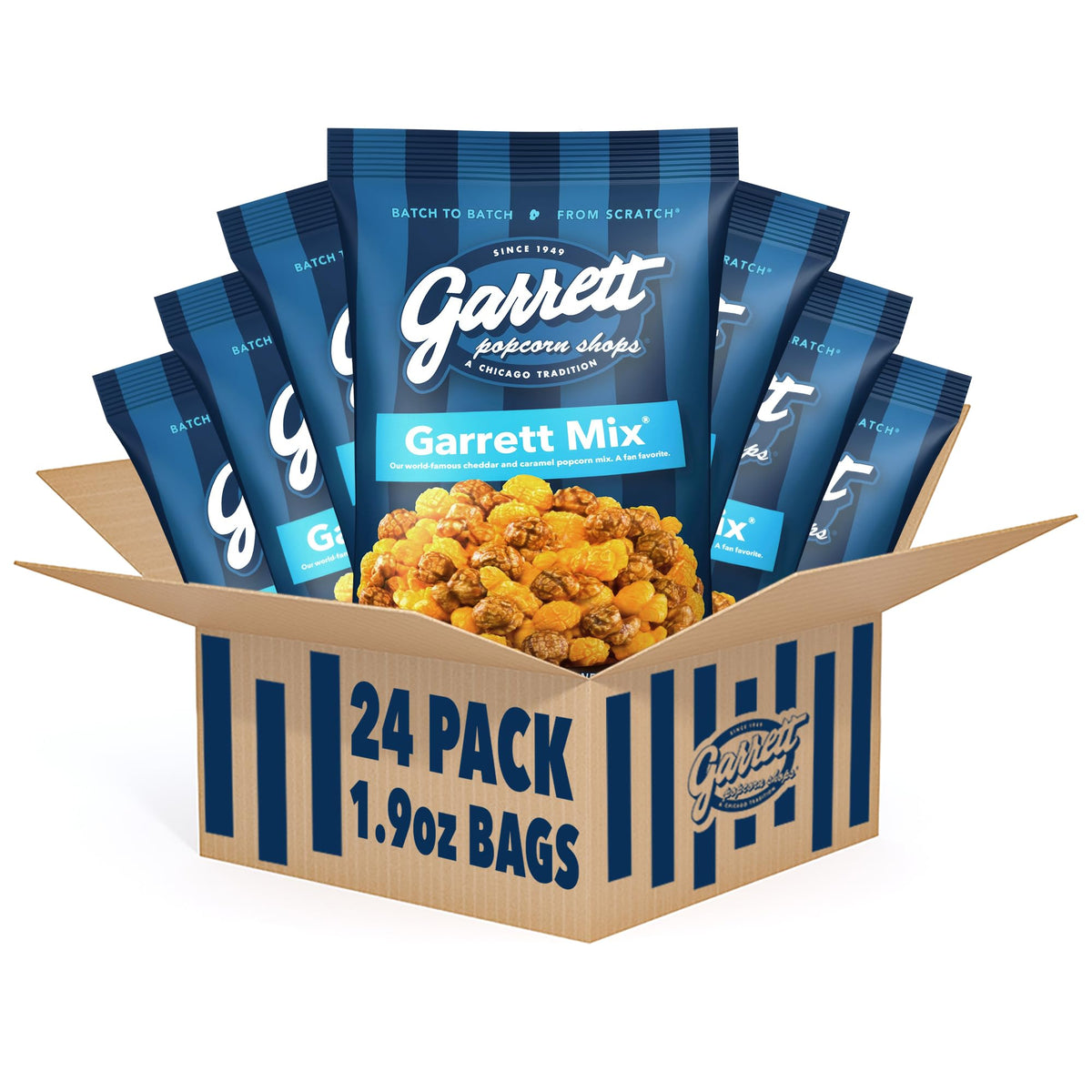 Garrett Popcorn Garrett Mix cheese and caramel bags ready for on-the-go snacking.