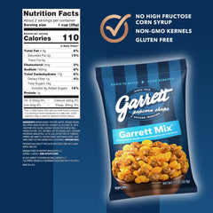 Garrett Popcorn Garrett Mix close-up shows cheese and caramel layers for a rich crunch.