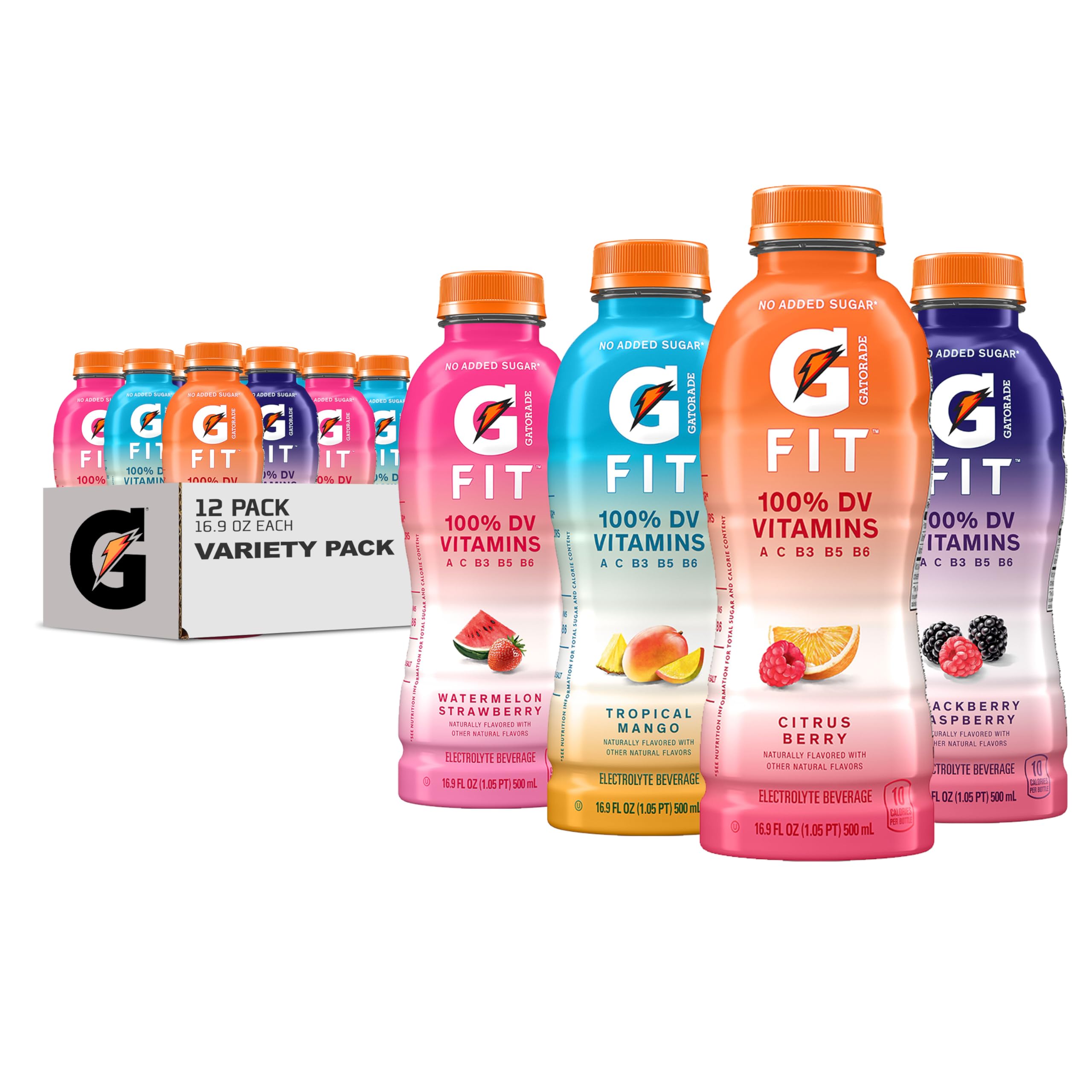Gatorade Fit tropical mango bottle for refreshing hydration during workouts.