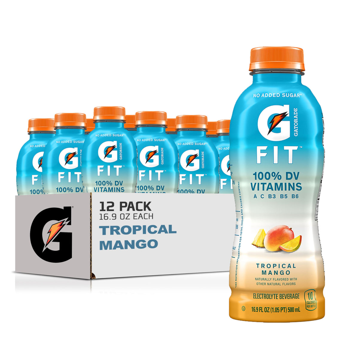 Gatorade Fit Tropical Mango bottle for post-workout hydration.