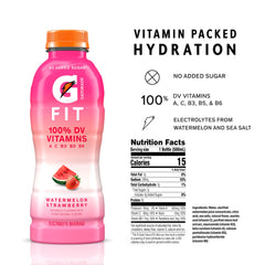 Gatorade Fit Watermelon Strawberry bottle being poured for quick refreshment
