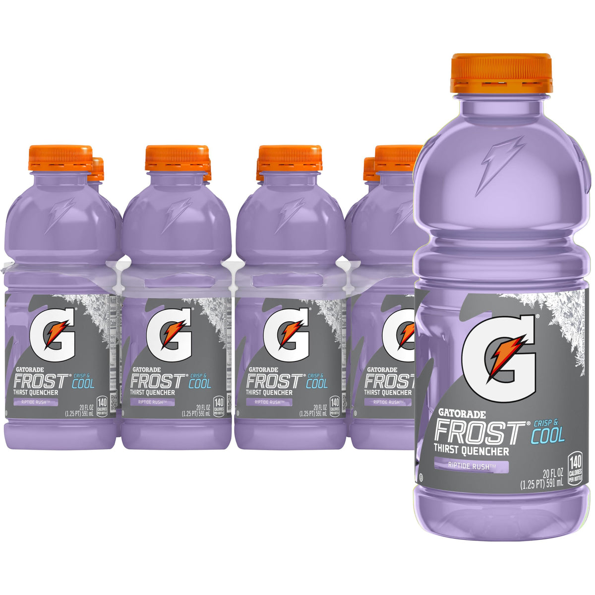Gatorade Frost Riptide Rush bottle delivers refreshing hydration on the go.