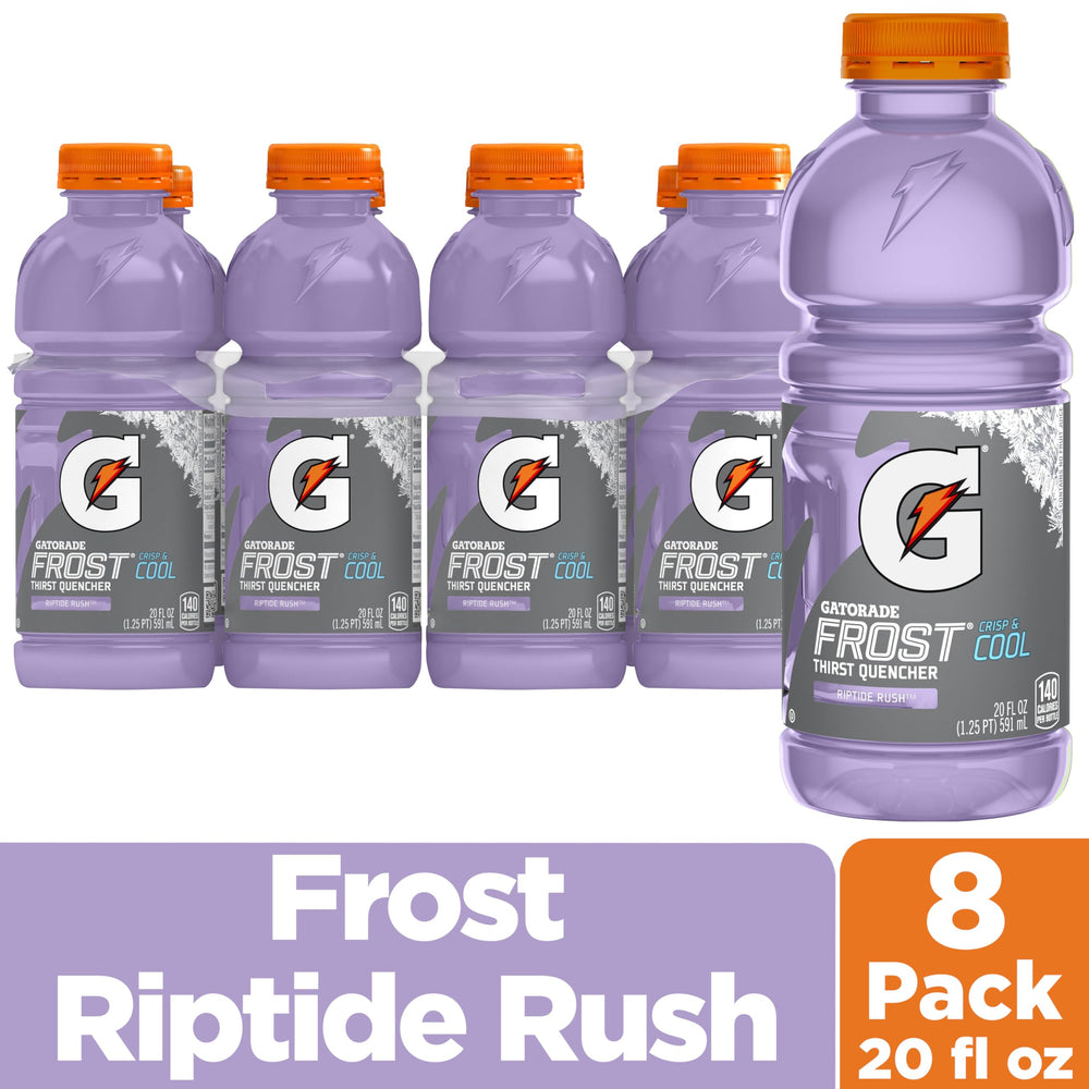 Gatorade Frost Riptide Rush pour into a glass for training sessions.