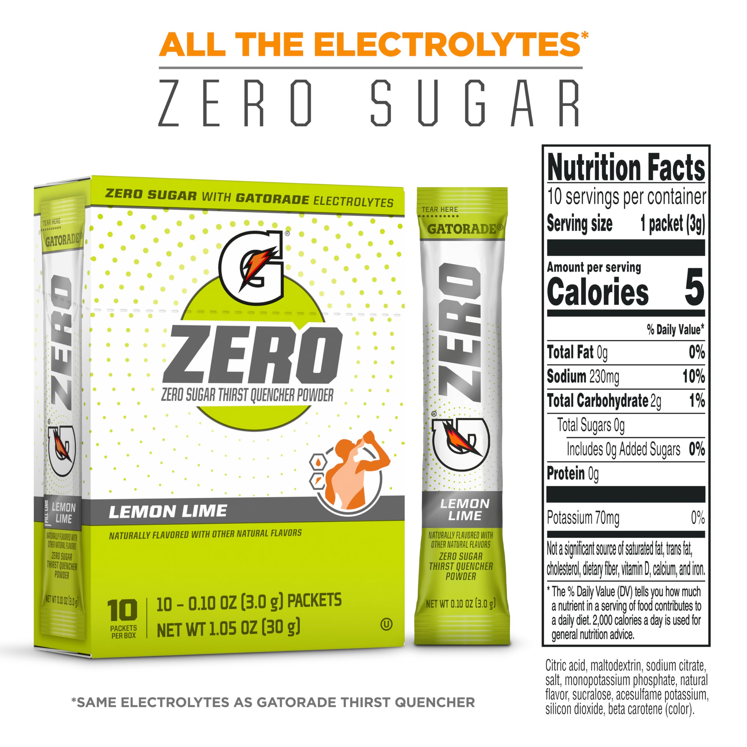 Gatorade G Zero Lemon Lime powder dissolving in water for refreshing hydration