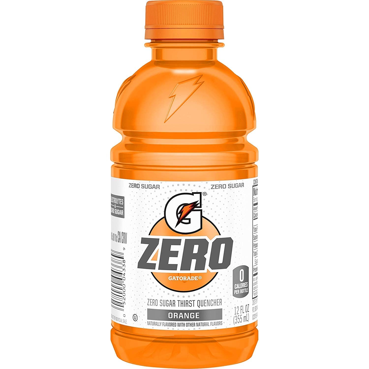 Gatorade G Zero Orange bottle front for sugar-free hydration on the go