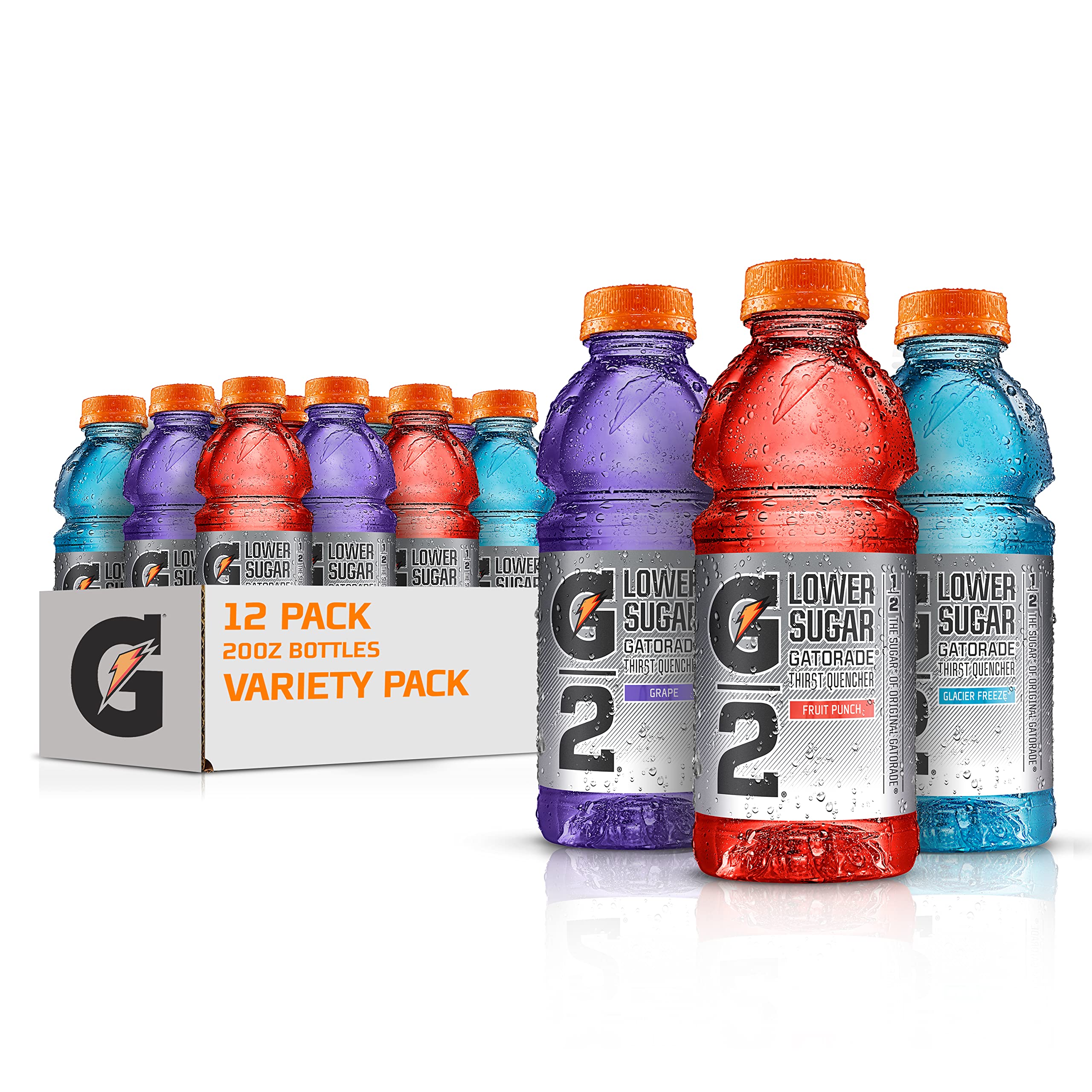 Gatorade G2 20oz bottle for on-the-go hydration during workouts.