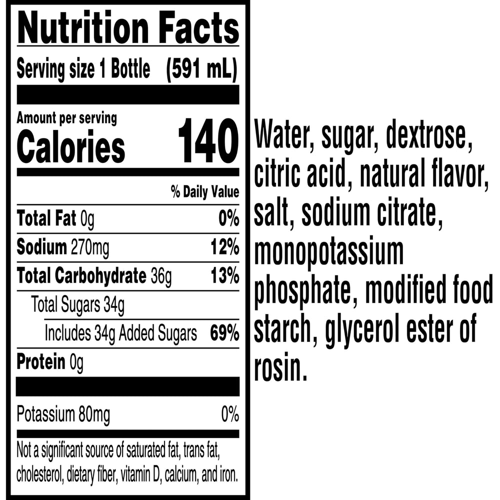 Gatorade Glacier Cherry label close-up showing flavor and ingredients