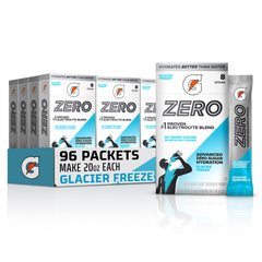 Gatorade front packaging showing Glacier Freeze and serving count, clear labeling benefit