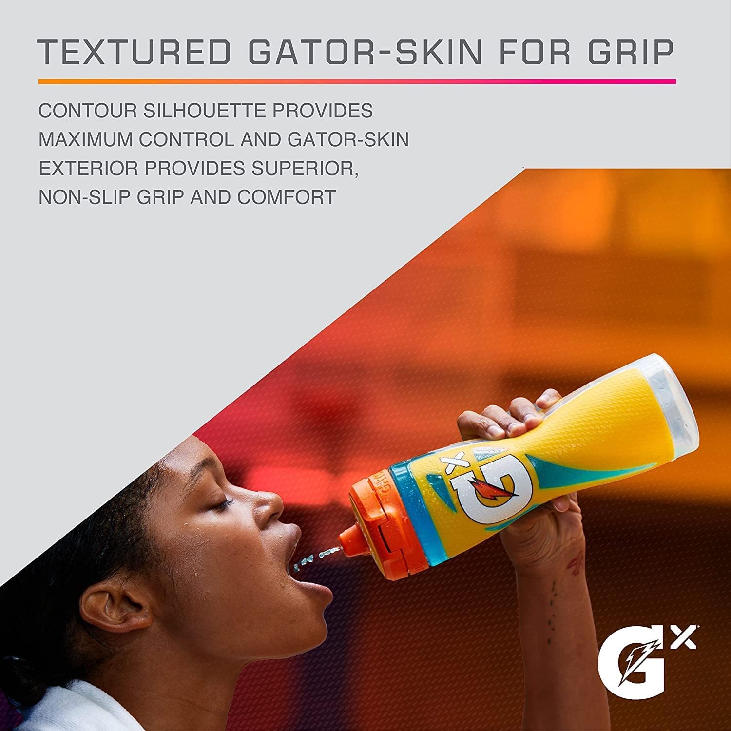 Gatorade Glitched Berry Gx bottle with high-flow valve for smooth drinking.