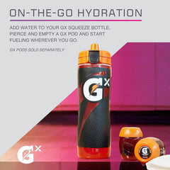 Gatorade Glitched Berry Gx bottle filled with water for quick hydration.