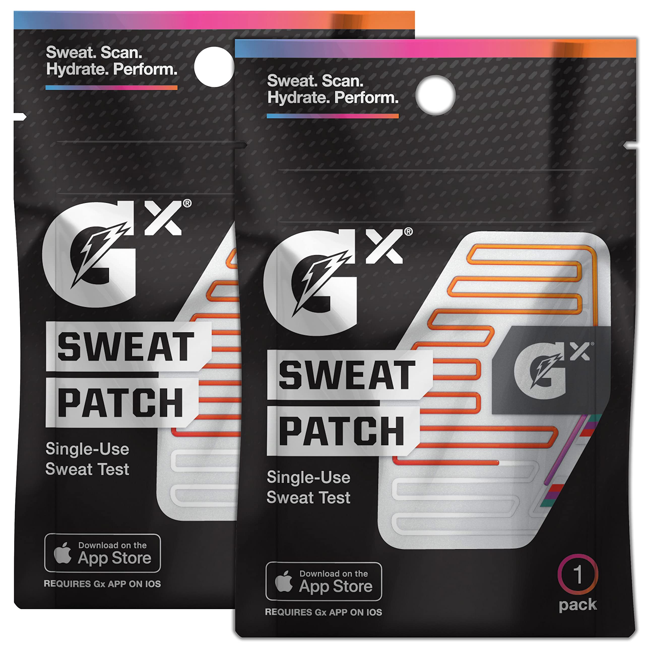 Gatorade GX Sweat Patch pack-front with two tests for convenient testing