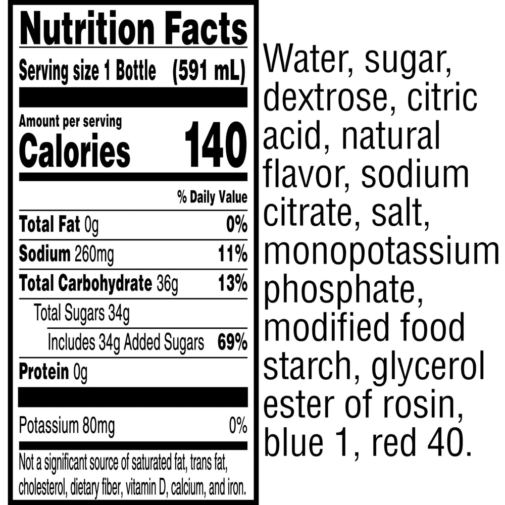 Closeup of Gatorade Fierce Grape label highlighting bold flavor for workouts