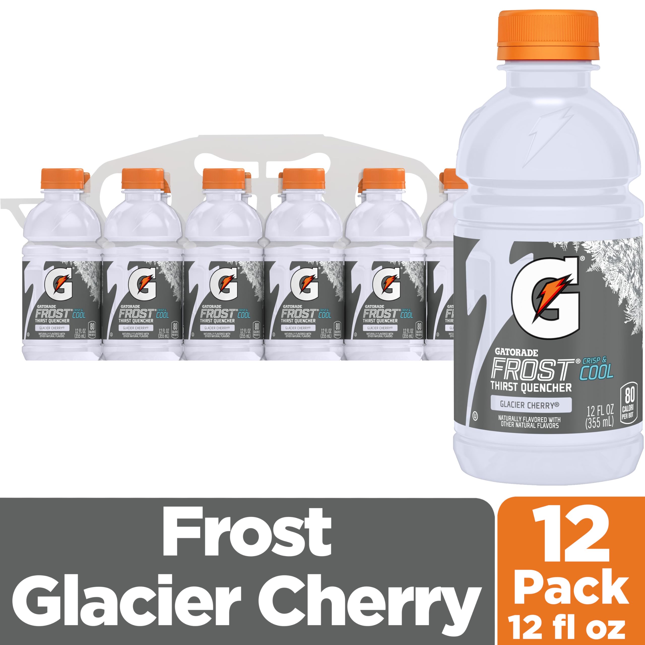 Gatorade Glacier Cherry label close-up showing flavor cue and branding