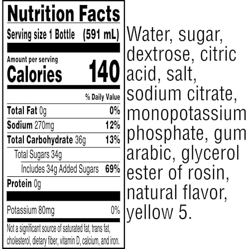 Gatorade Lemon-Lime 20oz bottle pours to replenish electrolytes during activity