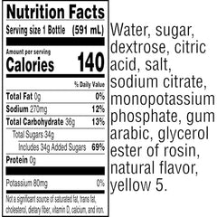 Gatorade Lemon-Lime 20oz bottle pours to replenish electrolytes during activity