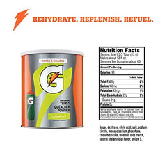 Gatorade Thirst Quencher Lemon-Lime powder dispense illustrates quick mixing for flavorful hydration.