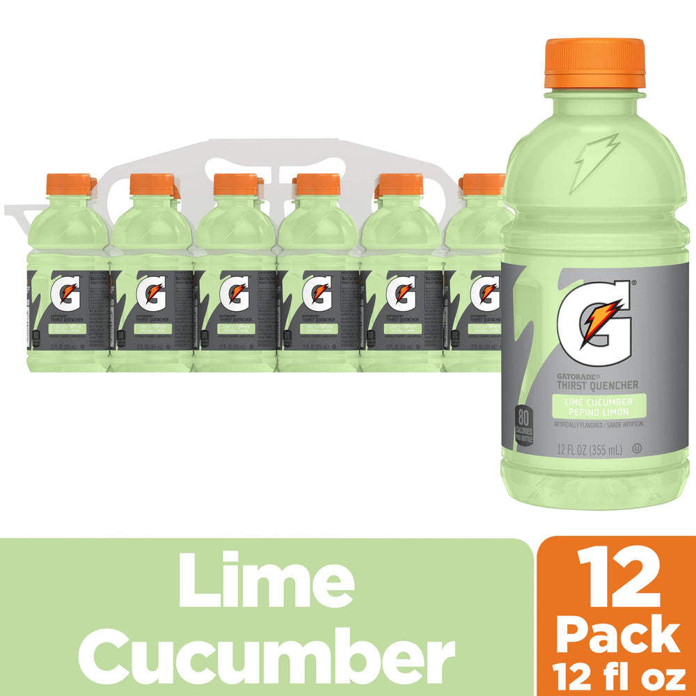Gatorade Thirst Quencher Lime Cucumber label highlights electrolytes and energy blend