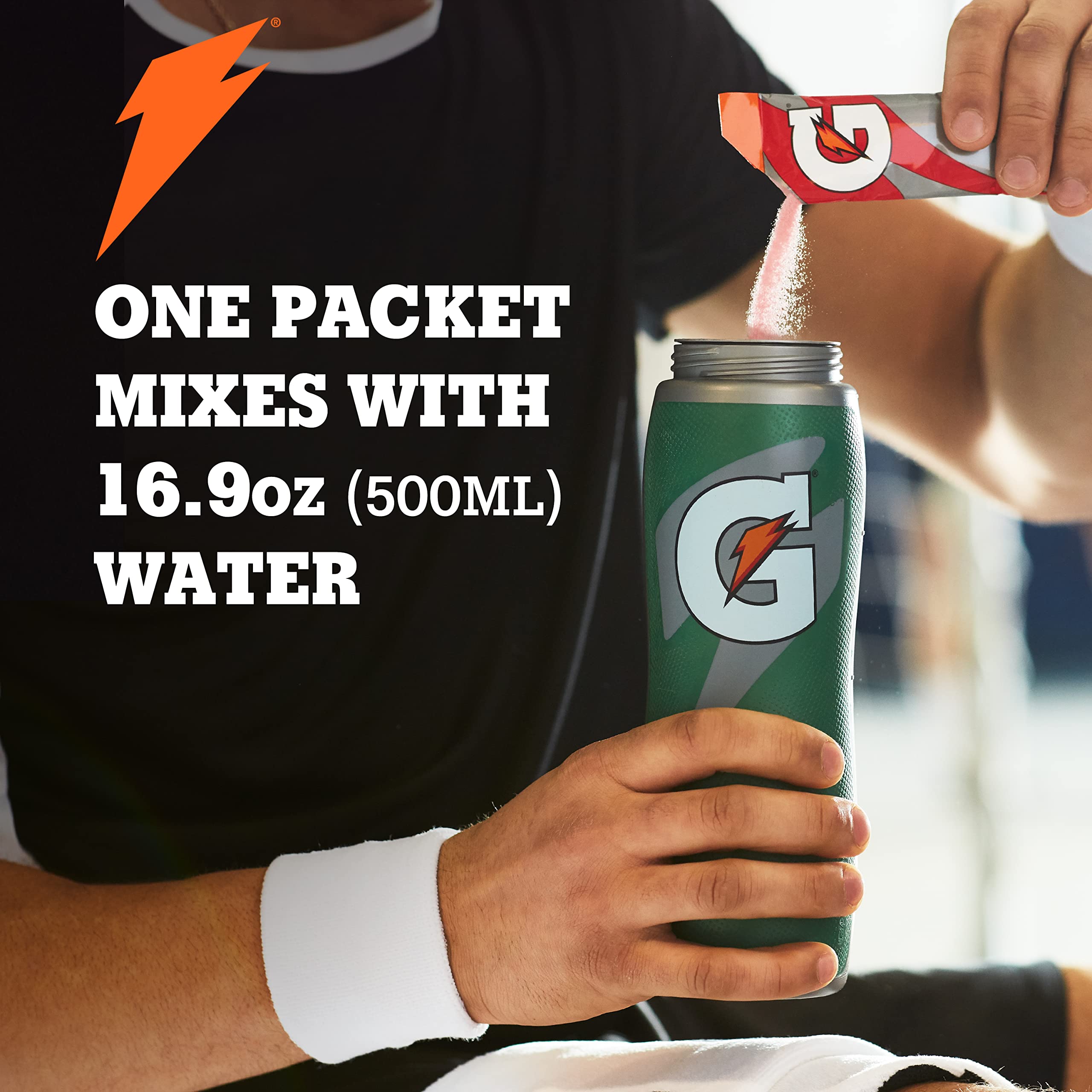 Gatorade Thirst Quencher Orange packet ready to mix during sports practice