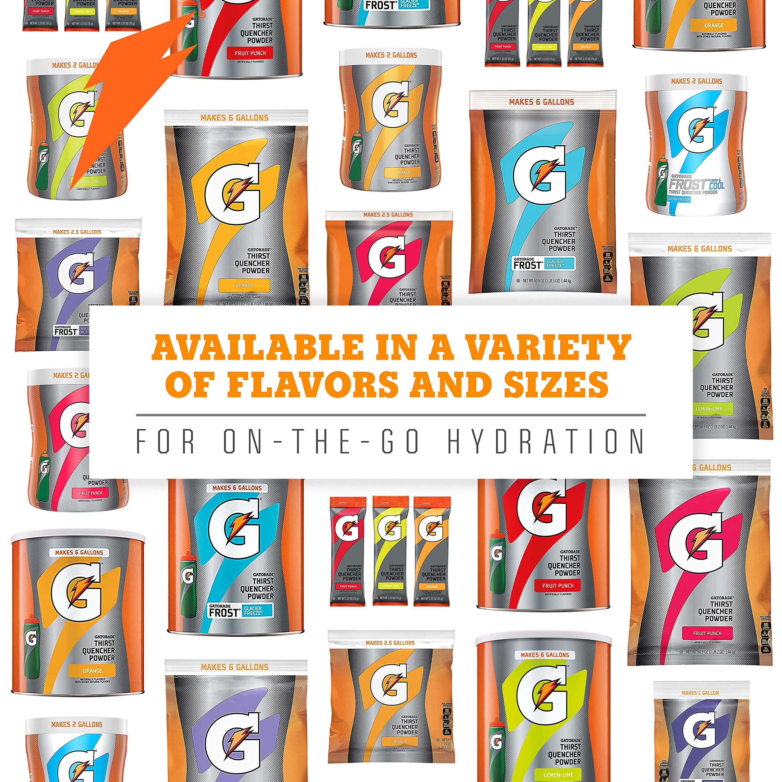 Gatorade Thirst Quencher Orange packets in a cooler bag for travel hydration