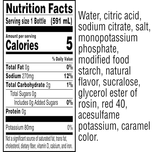 Gatorade Thirst Quencher Zero Sugar Fruit Punch nutrition facts close-up.