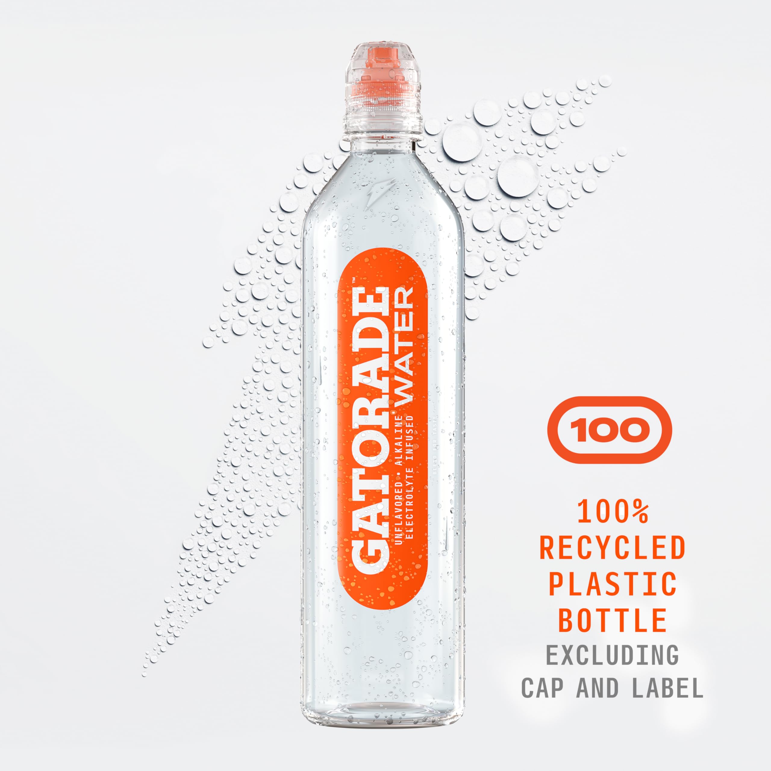 Gatorade Water bottle made from recycled plastic for eco-friendly hydration.