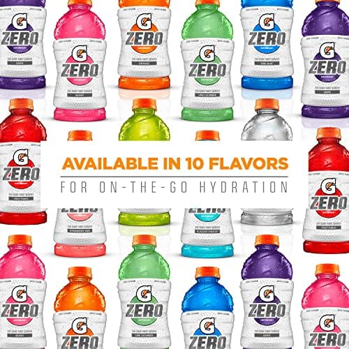 Close-up of Gatorade Zero bottle label emphasizing zero sugar