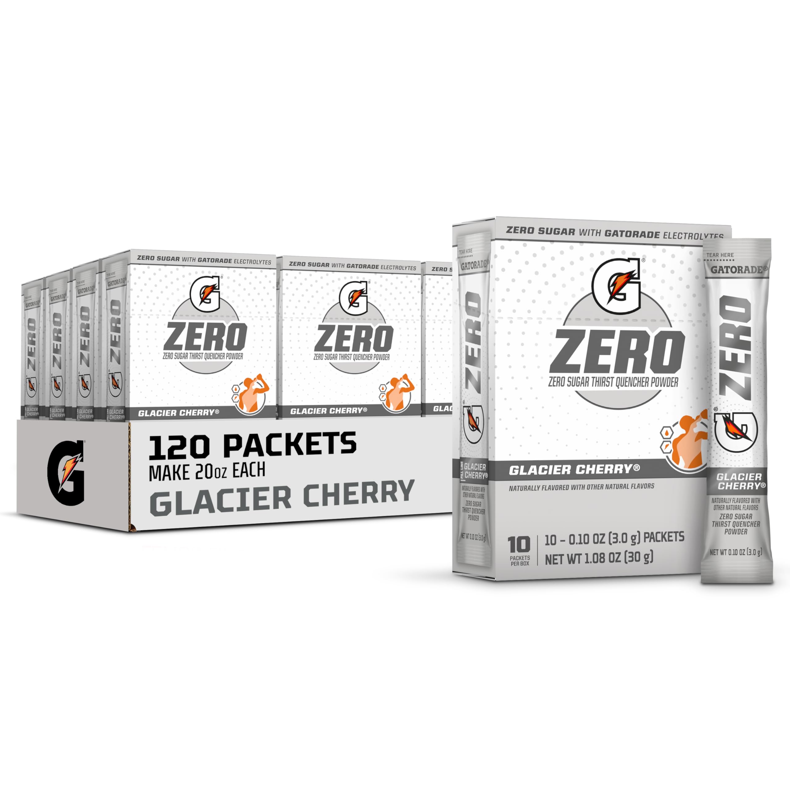 Gatorade G Zero Glacier Cherry packet for on-the-go zero-sugar hydration