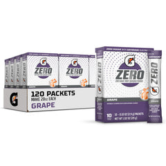 Gatorade G Zero grape packets ready to mix for hydration during workouts.