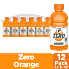 Close-up of Gatorade Zero Orange label highlighting sugar-free hydration
